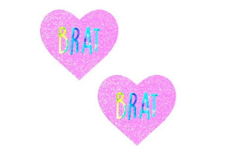 Neva Nude Pink Holographic 'I Heart U' Glitter Nipple Covers, 2-Pack - NN-BRT-HRT