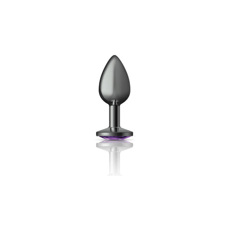 Purple Round Gem Gunmetal Metal Plug - Sm