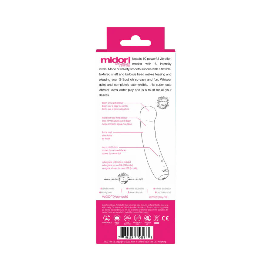 Midori Rechargeable G-Spot Vibe - Foxy Pink