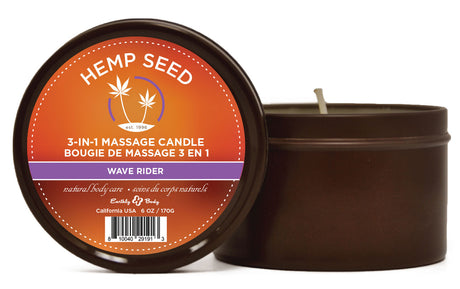 Earthly Body 3‑in‑1 Massage Candle — Wave Rider, 6 oz - EB-HSCS021A