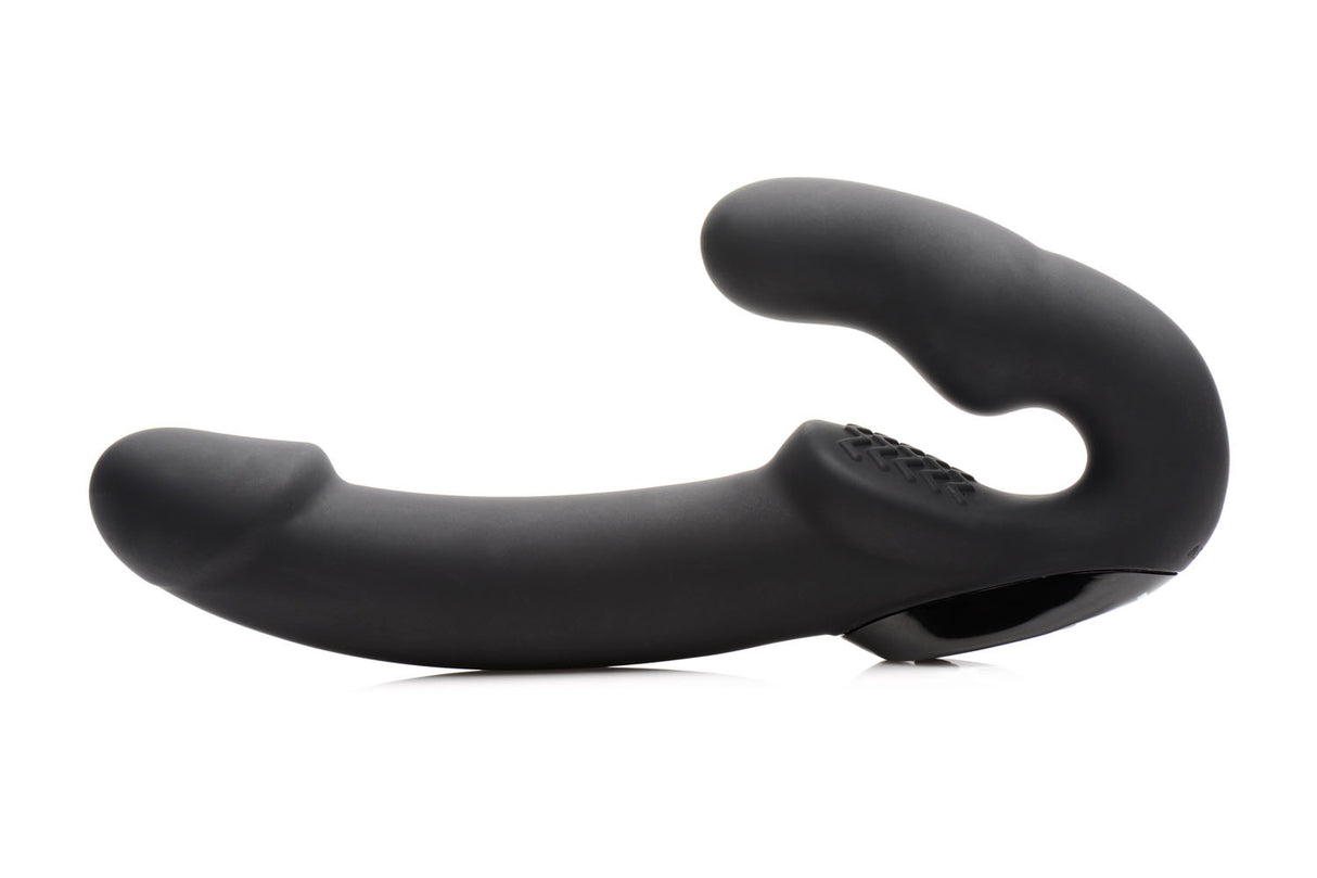 XR Brands Urge Silicone Strapless Strap-On with Remote — Black - SU-AF707