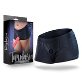 Blush Temptasia Harness Briefs with O-Ring & Inner Pockets — 3XL Black - BL-87635