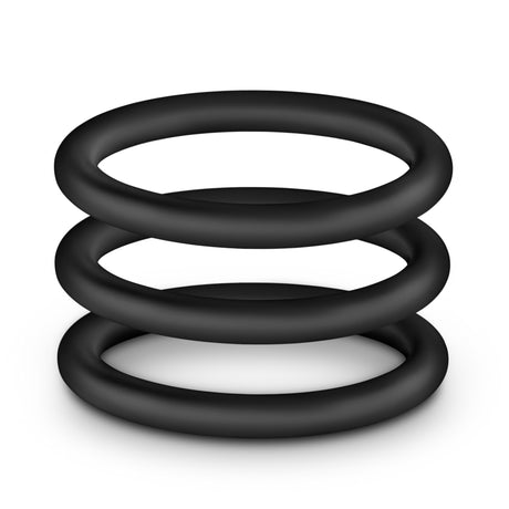 Blush Performance Pure Silicone Cock Rings — 3 Pack, Large, Black - BL-72815