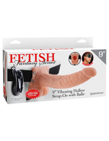 Pipedream 9 Inch Vibrating Hollow Strap-On with Balls — Flesh - PD3377-21