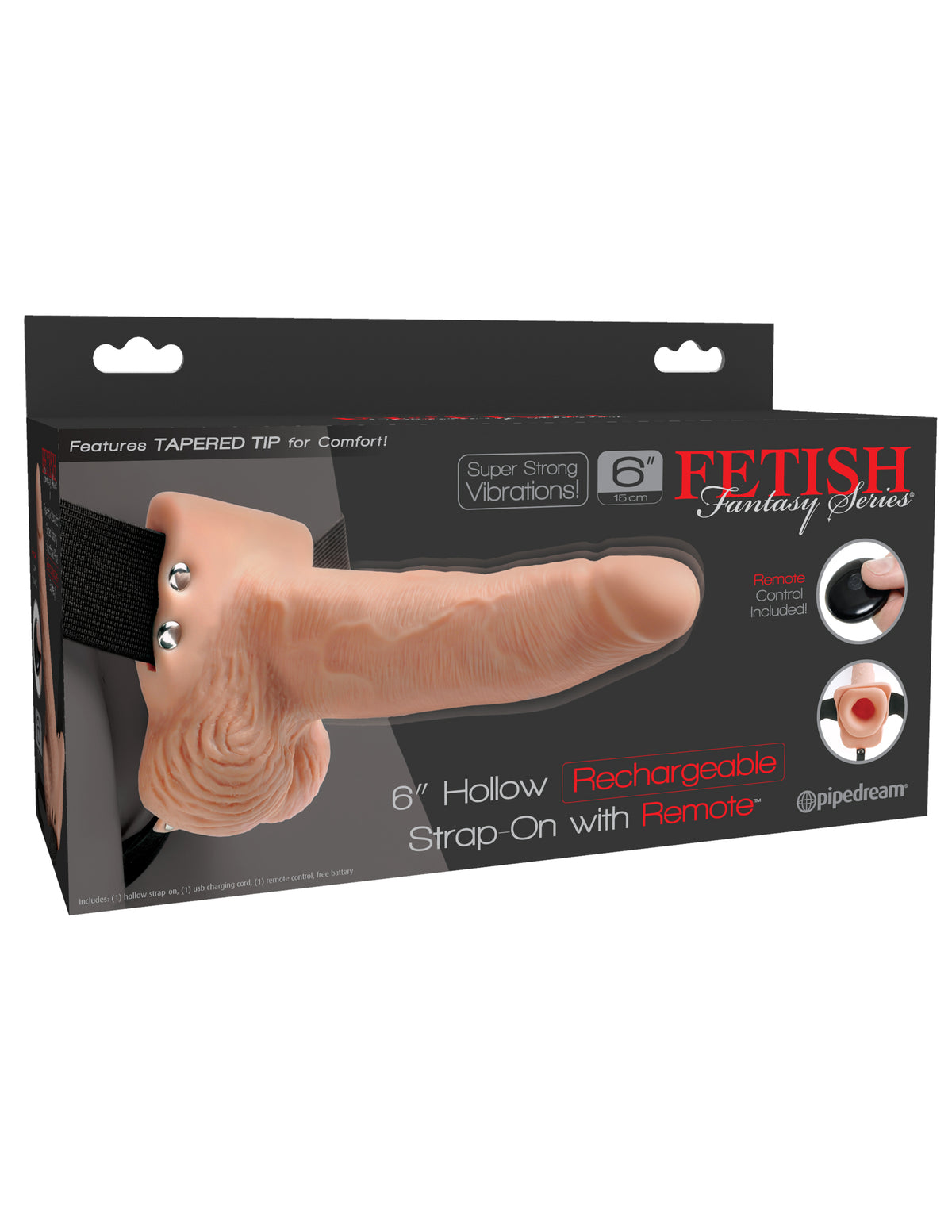 Pipedream Fetish Fantasy 6 Inch Hollow Rechargeable Strap-On — Flesh - PD3395-21