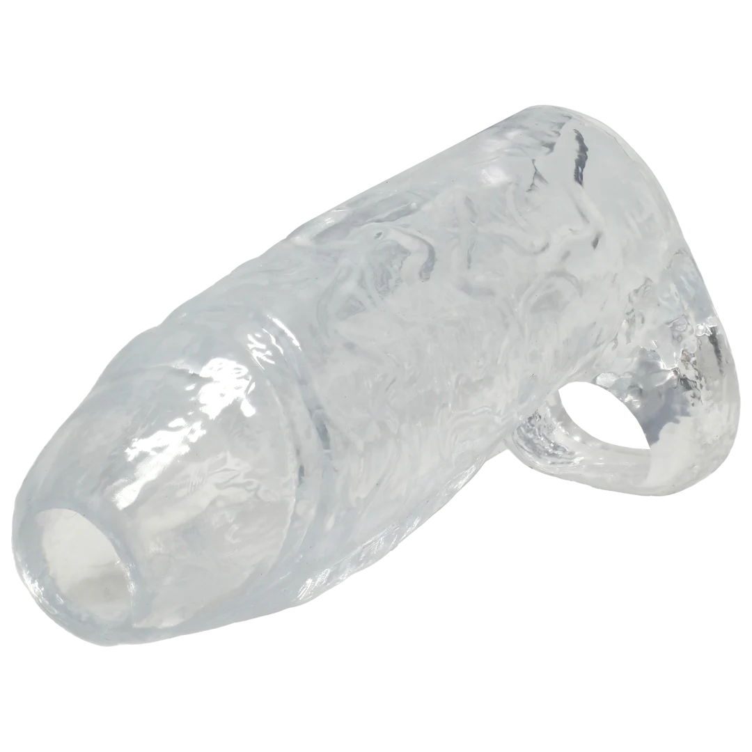 Doc Johnson Titanmen Cock Sleeve with Ball Strap — 6 Inch Clear - DJ3400-27-CD