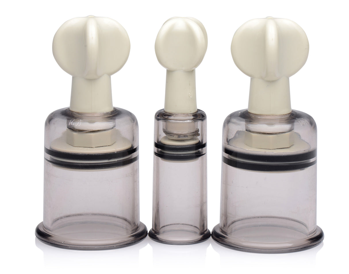 XR Brands Clit & Nipple Suckers Set — Twist Suction Cylinders - SM-AF222