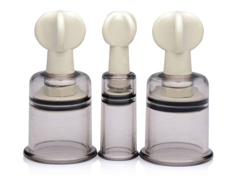 XR Brands Clit & Nipple Suckers Set — Twist Suction Cylinders - SM-AF222