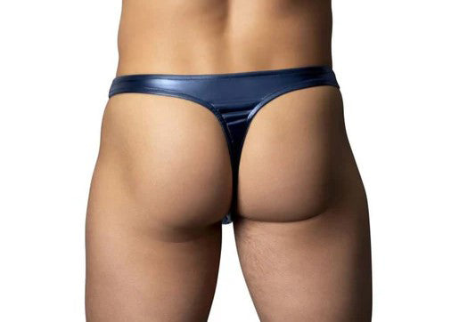 Male Power Liquid Onyx 2.0 Moonsh Wet-Look Thong — Small/Medium Blue - MP-300301BESM