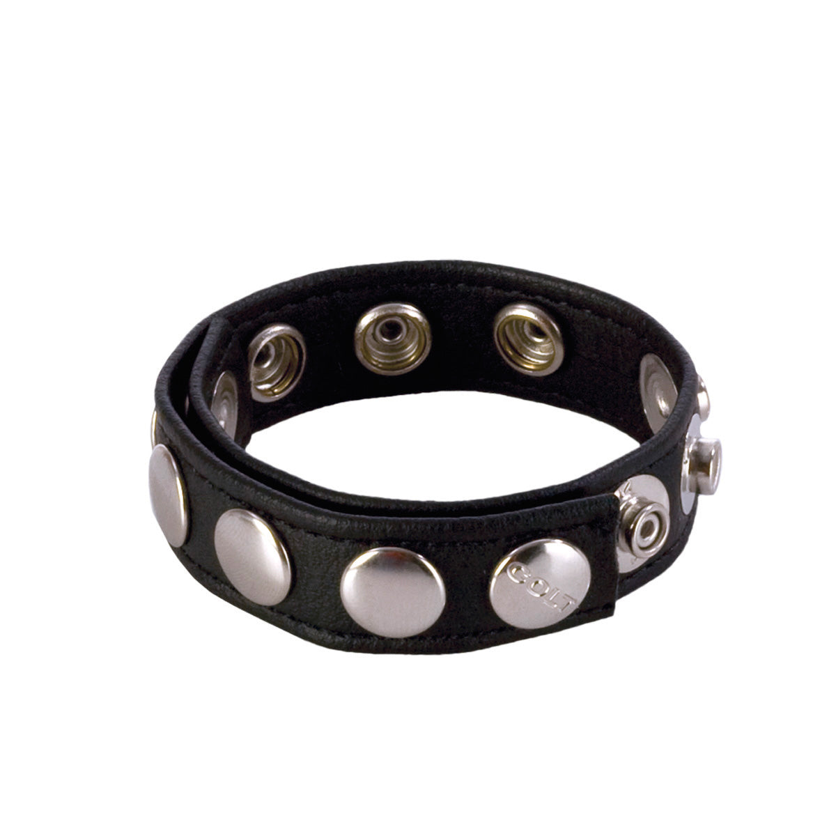Colt 8 Snap Fastener Leather Strap - Black by CalExotics