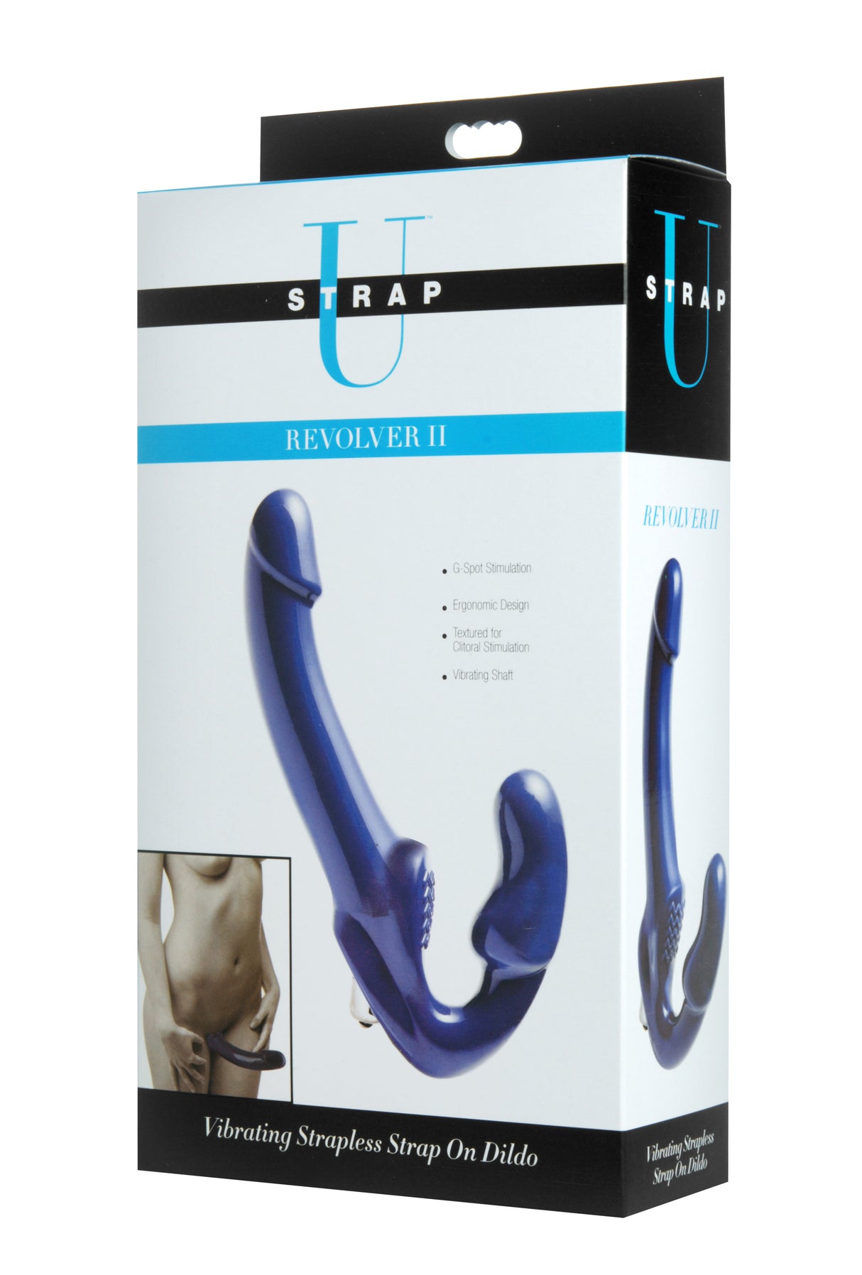 XR Brands Revolver II Strapless Vibrating Dildo, Blue — 10-inch - SU-AE170
