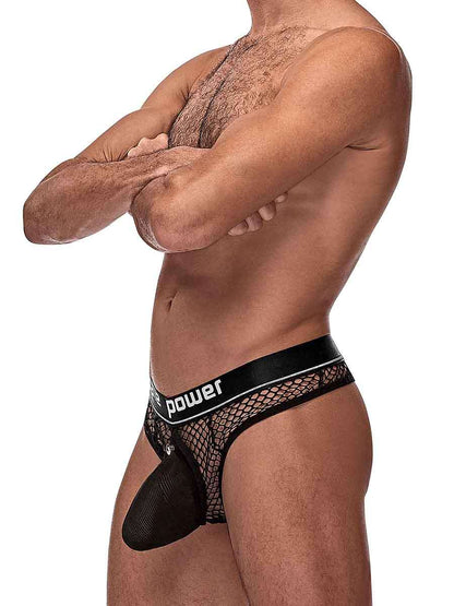 Cock Pit Net Cock Ring Thong - S/ M - Black by Male Power