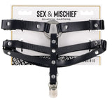 Sportsheets Shadow Garters — Black Faux Leather O-Ring Garters - SS10310