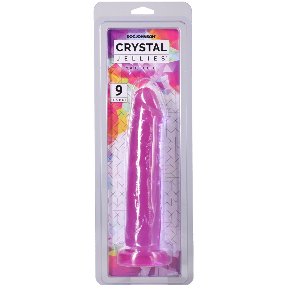 Doc Johnson Crystal Jellies Realistic Dildo, 9 in Purple with Suction Base - DJ0288-48-CD