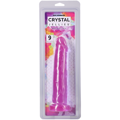 Doc Johnson Crystal Jellies Realistic Dildo, 9 in Purple with Suction Base - DJ0288-48-CD