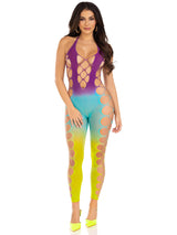 Leg Avenue Ombre Footless Bodystocking — One Size (Ocean) - LA-89323OCEOS