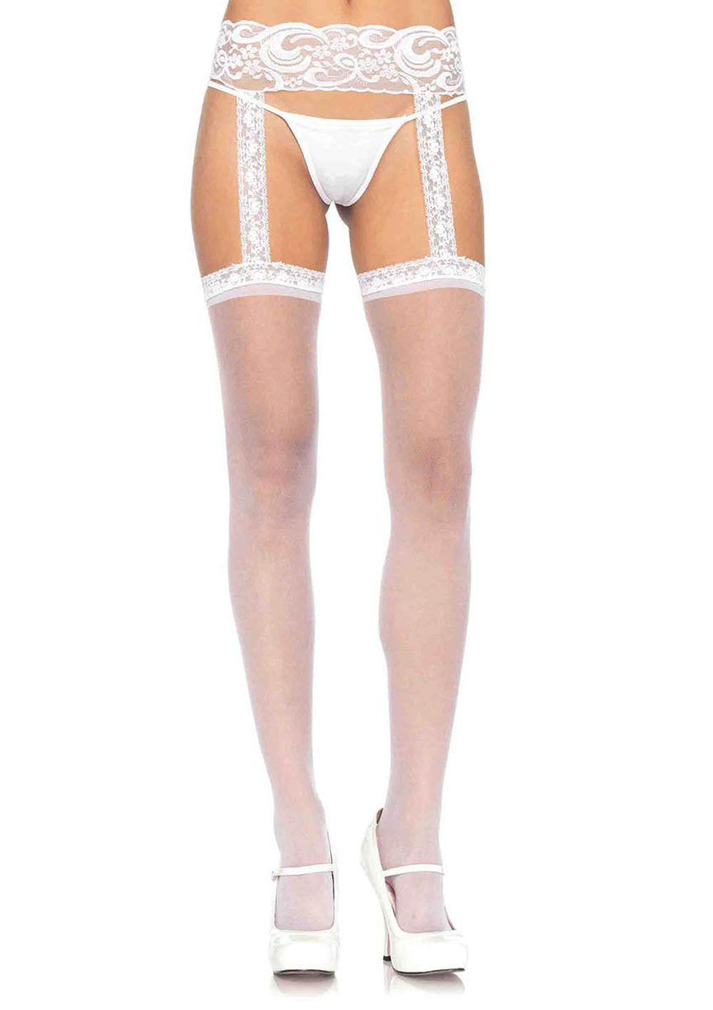 Sheer Thigh Highs - One Size - White by Leg Avenue