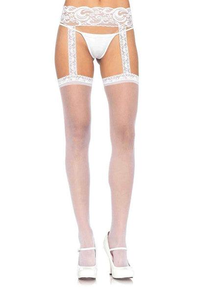 Sheer Thigh Highs - One Size - White by Leg Avenue