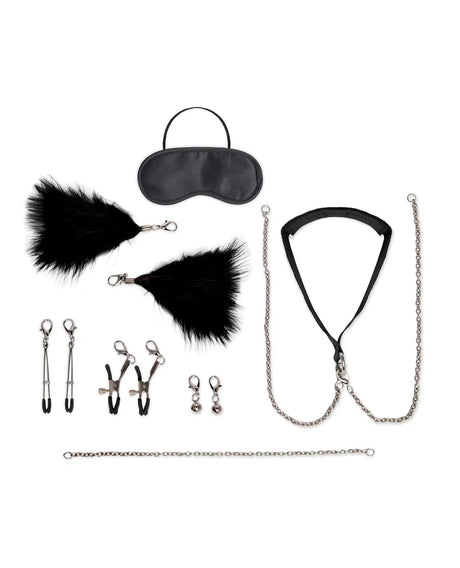 Electric Novelties 12-Piece Interchangeable Collar & Nipple Clip Set - Black - EL-LF1812