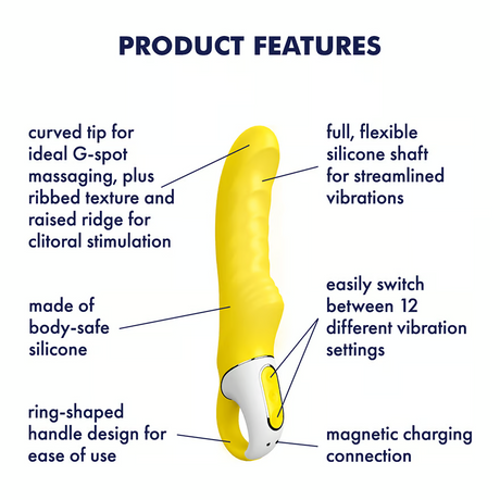 Satisfyer Yummy Sunshine Curved Silicone Vibrator, Yellow - SAT-YMMYSNSHNEV