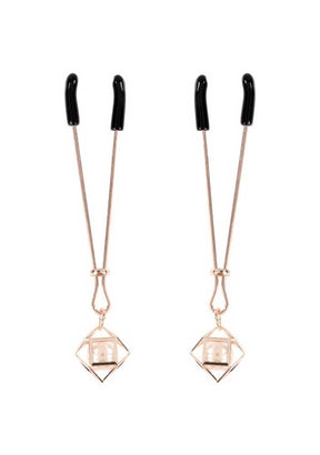 Sportsheets Brat Pearl Nipple Clips — Rose Gold Pair (5.25 in) - SS09845
