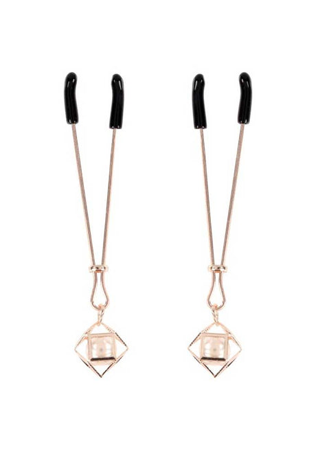 Sportsheets Brat Pearl Nipple Clips — Rose Gold Pair (5.25 in) - SS09845