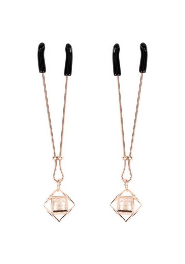 Sportsheets Brat Pearl Nipple Clips — Rose Gold Pair (5.25 in) - SS09845