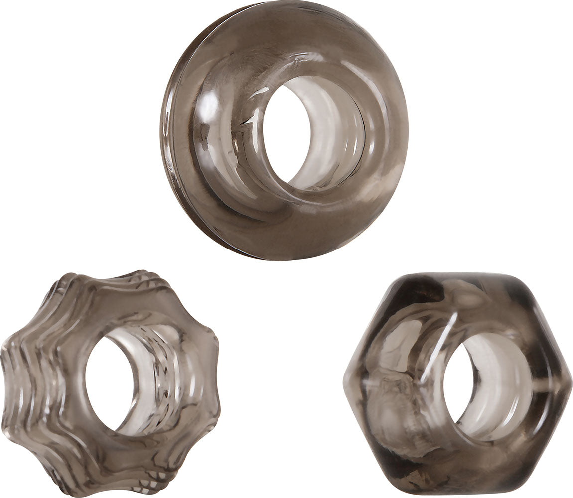 Evolved Novelties Triple Thick Cock Rings — 3-Pack Assorted Shapes - ZE-CR-3237-2