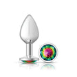 Viben Cheeky Charms Medium Silver Metal Anal Plug with Rainbow Gem - VB-CC9118