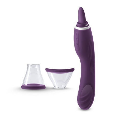 nsnovelties Inya Triple Delight Rechargeable Vibrator with Interchangeable Cups — Purple - NSN-0552-25