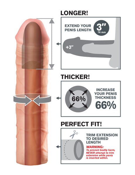 Fantasy X-Tension Mega 3-Inch Extension - Flesh by Pipedream