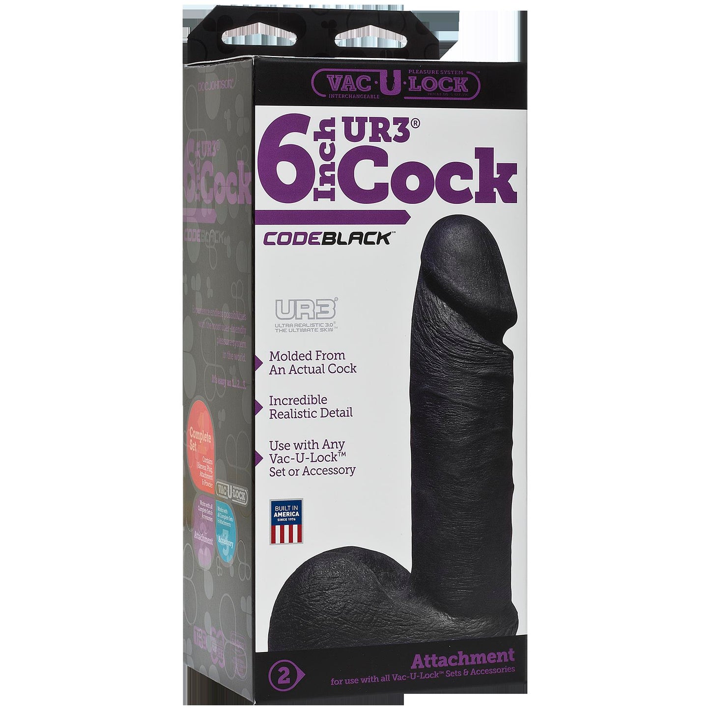 Vac-U-Lock Codeblack - 6 Inch Ultraskyn Cock by Doc Johnson