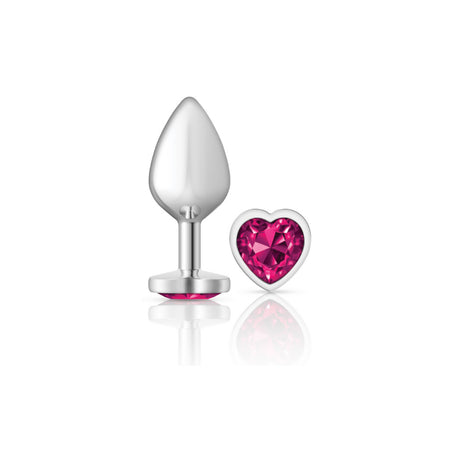 Viben Cheeky Charms Medium Silver Metal Heart Gem Anal Plug - VB-CC9130